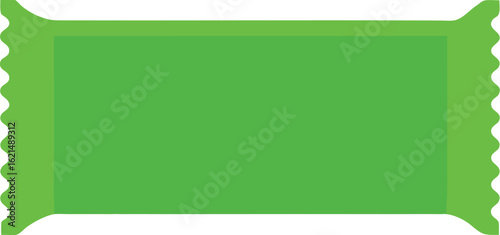 Simple green rectangular food bar wrapper with jagged edges