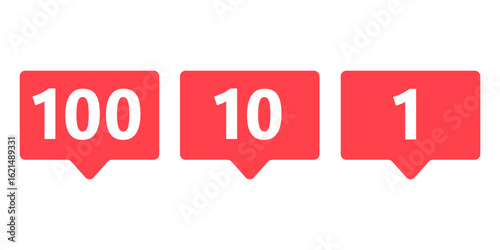 Notification numbers display. Social media alerts. Message count Vector. Engagement activity graphic.
