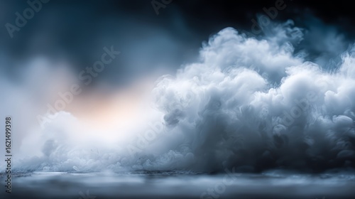 Dark sky with a large cloud of smoke