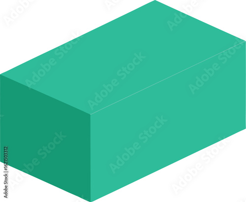 Isometric teal rectangular prism on white background