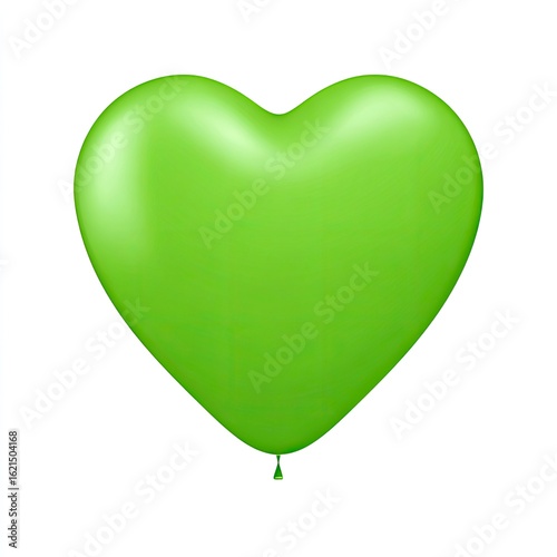 Heart-shaped green balloon, isolated, party