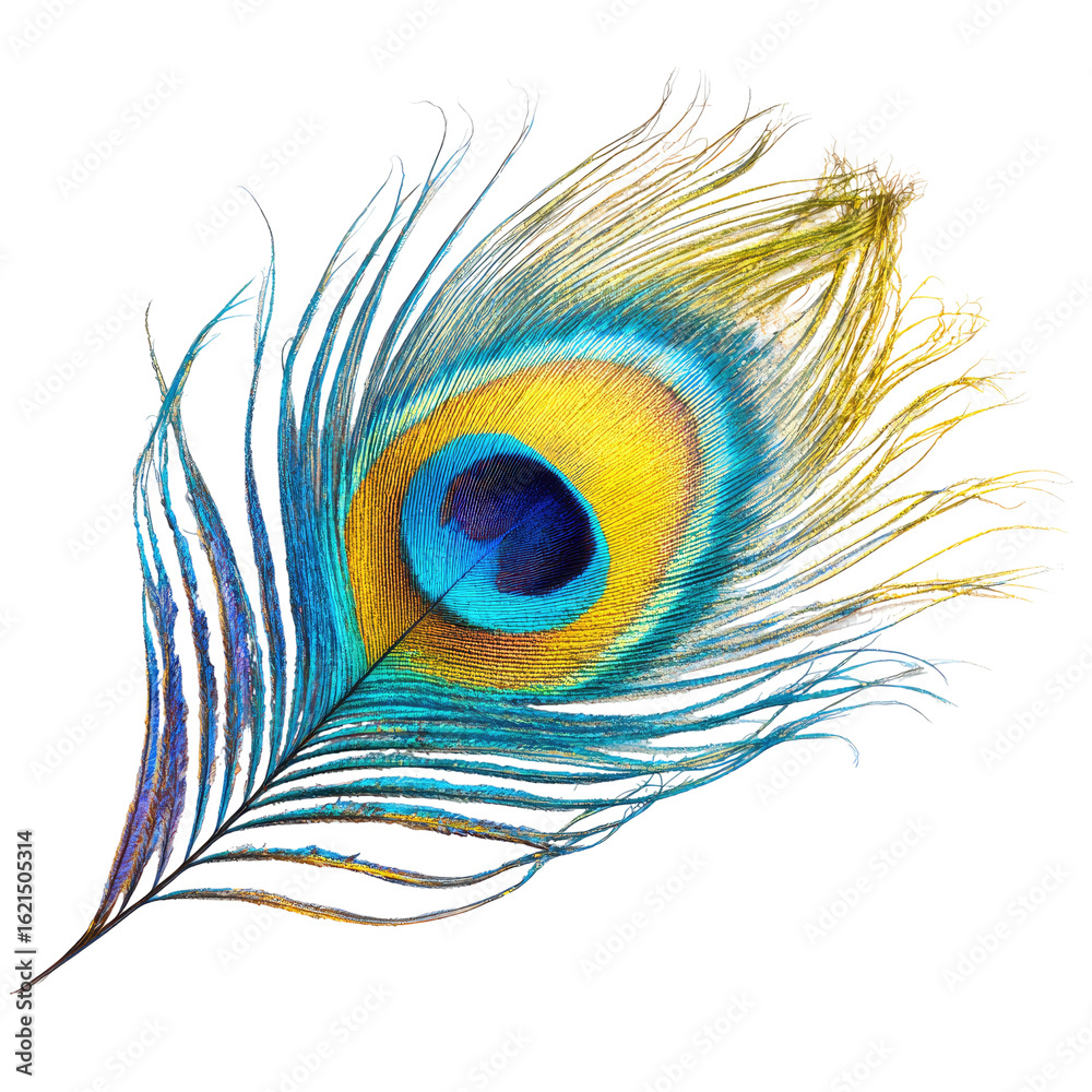 Obraz premium Vibrant peacock feather close-up