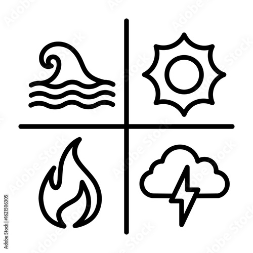 Disaster Icon Vector Illustration Line Version