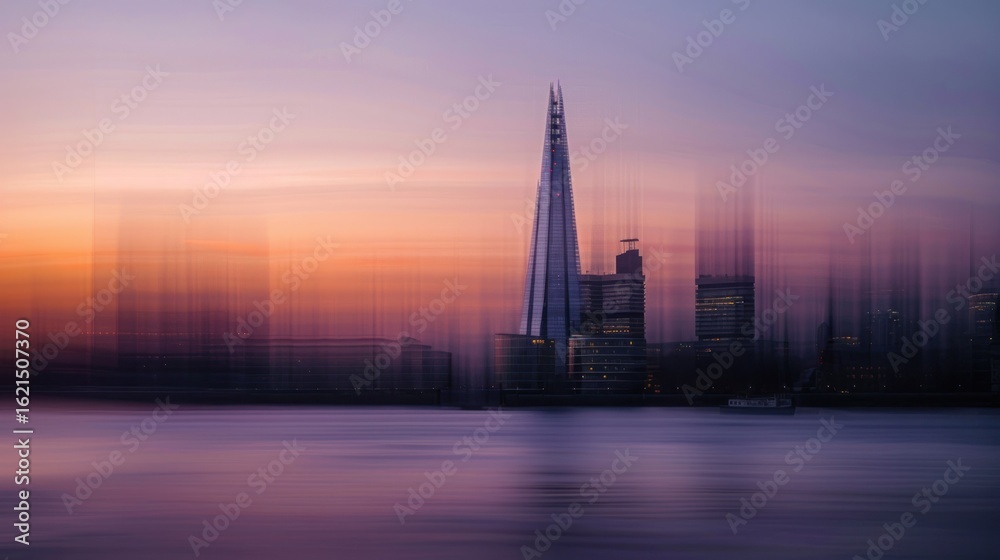 Obraz premium City skyline sunset architecture