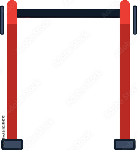 Retractable belt barrier stanchion with red posts and black belt