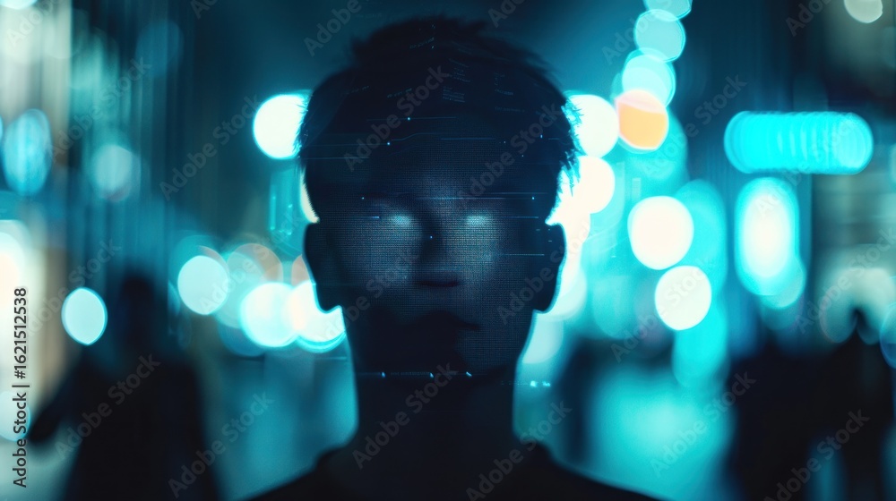 Fototapeta premium Person silhouette urban night