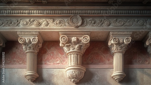 Architectural Marvel  Intricate Columns and Cornices in Classic Style