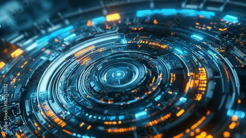 Wallpaper Mural Futuristic technological circular gate rotating and glowing Torontodigital.ca