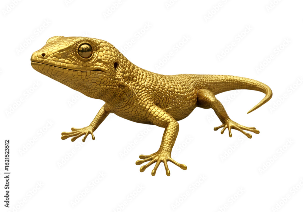 Naklejka premium Golden lizard on transparent background