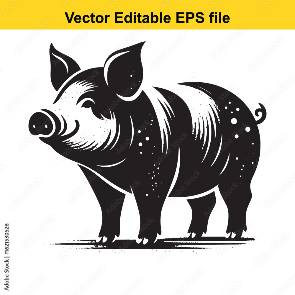 Fototapeta premium Vector art of black pig illustration isolated on white background