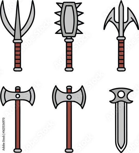 Collection of fantasy medieval weapons and armaments