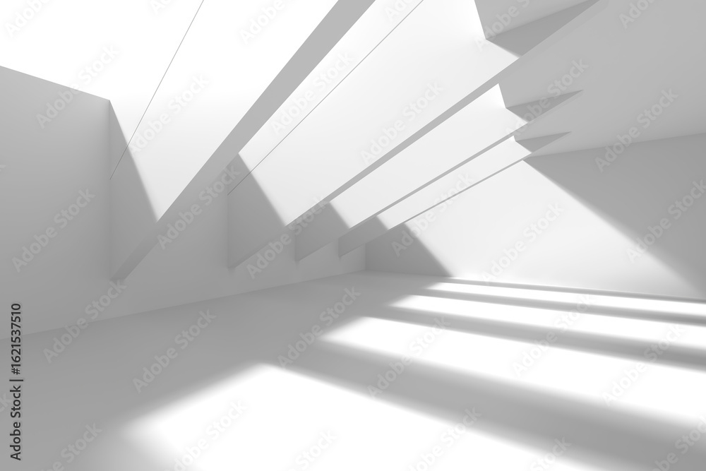 Fototapeta premium Futuristic minimalist architecture with abstract geometric shadows. 3d render