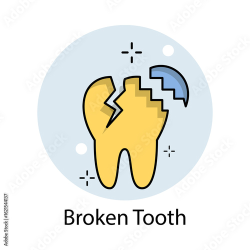 Broken Tooth Icon. Vector Design