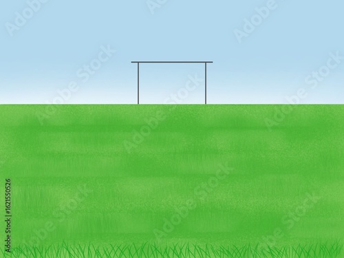 Green Soccer Field with One Goalpost