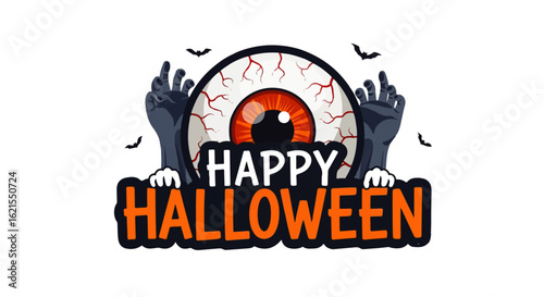 Wallpaper Mural Spooky Halloween Design with Eyeball, Hands, and Bats Illustration Torontodigital.ca