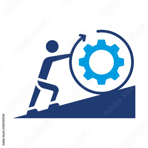 Effort Icon Vector Illustration Blue Version 