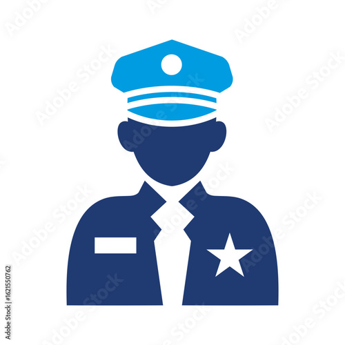 Security Officer Icon Vector Illustration Blue Version
