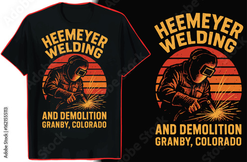 Welder T-Shirt Design  Metal Worker Sparks Retro Design
