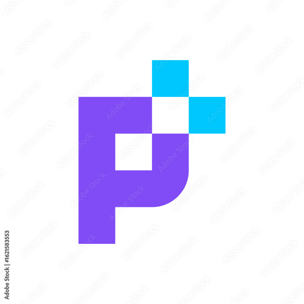 Obraz premium Letter P pixel modern simple logo design