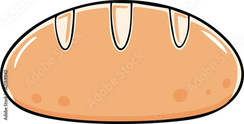 Illustration of a loaf of bread, showing details of crust and shape.
