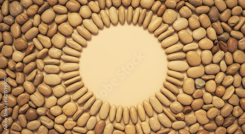 Stone Circle Frame with Empty Space, Minimalist Aesthetic, Textured Surface, Natural Background