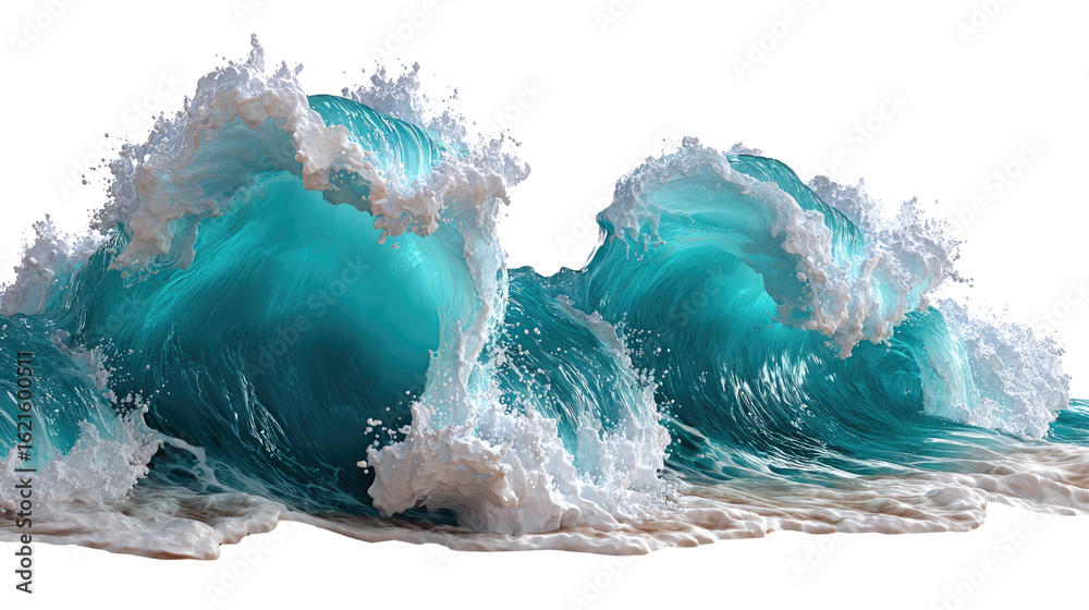 Fototapeta premium Ocean's Fury: Capture the raw power and mesmerizing beauty of the ocean as a giant, foamy wave rises and crashes, showcasing nature's untamed force.