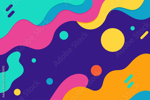 Colorful Memphis Fluid Lines Background