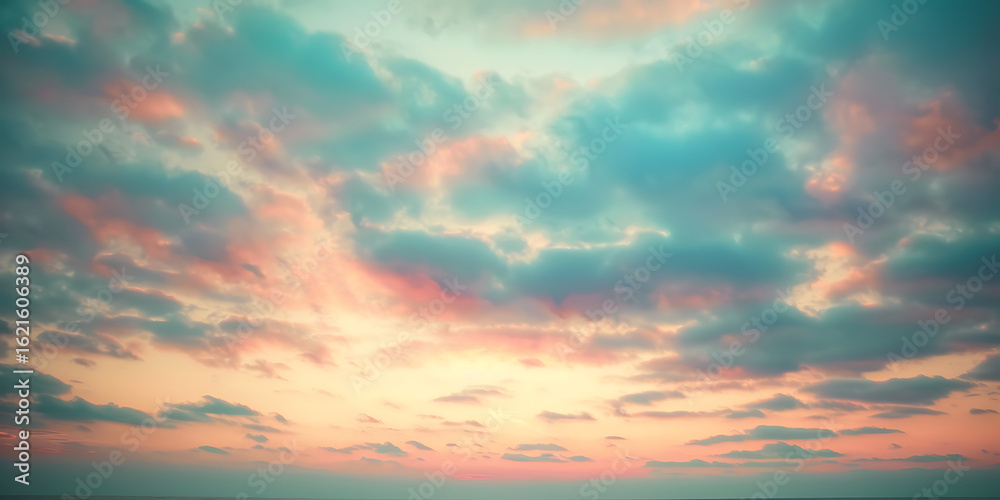 Fototapeta premium Pastel sunset sky with soft clouds