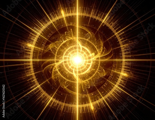 Radiant golden circular design