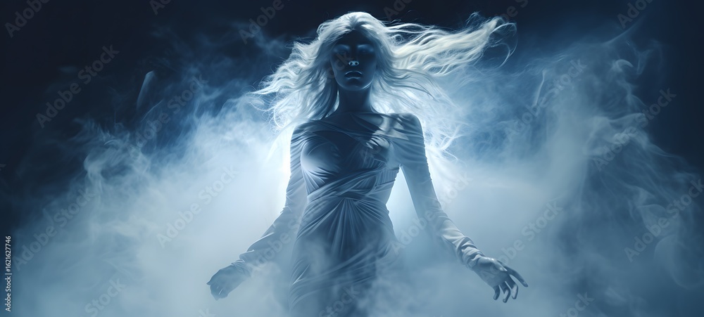 Obraz premium a light angel , coming out of the smoke, generative AI