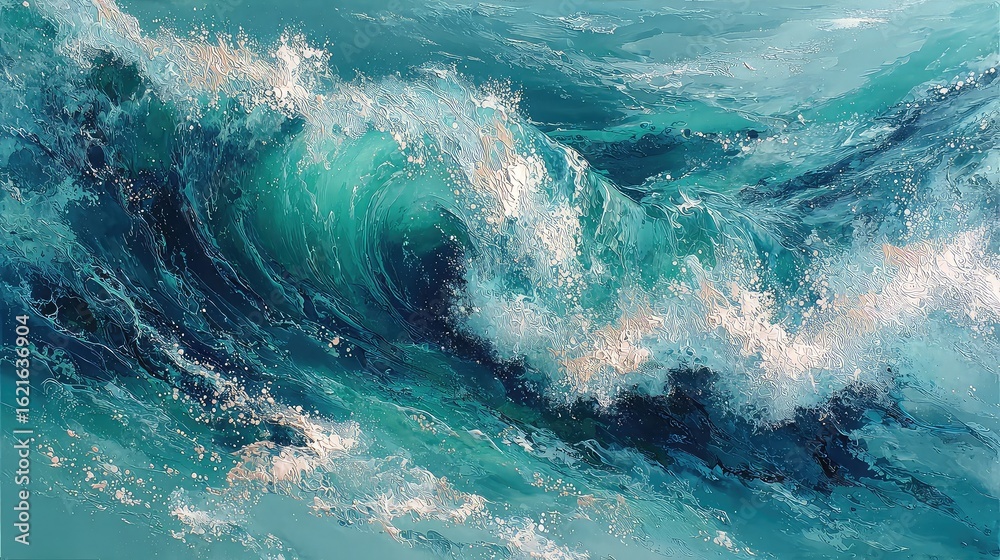 Obraz premium Swirling expressive artwork with ocean tones 