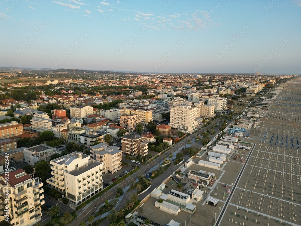 Fototapeta premium Rimini Italy beach resort drone panorama Adriatic Sea