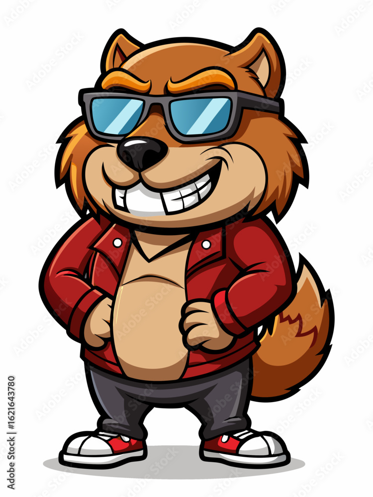 Obraz premium colorful illustration of a cartoon beaver mascot character