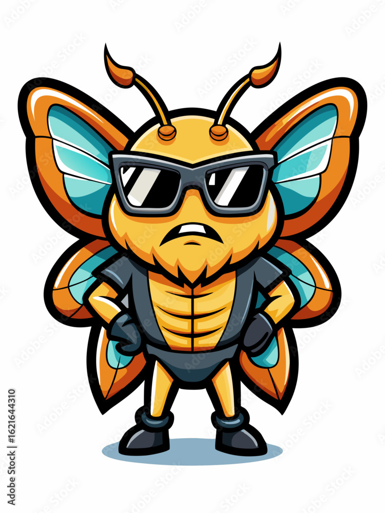 Naklejka premium colorful illustration of a cartoon butterfly mascot character