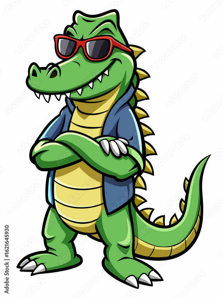 Fototapeta premium colorful illustration of a cartoon crocodile mascot character