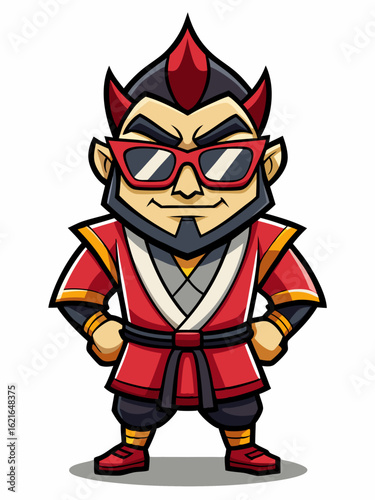 colorful illustration of a kabuki man mascot
