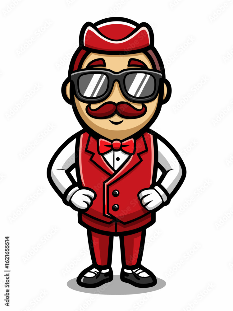 colorful illustration of a waiters man mascot colorful illustration of a waiters man mascot