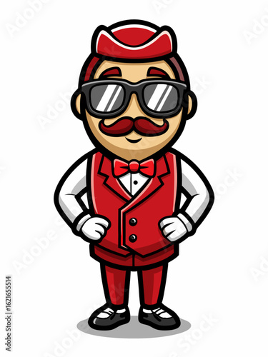 colorful illustration of a waiters man mascot