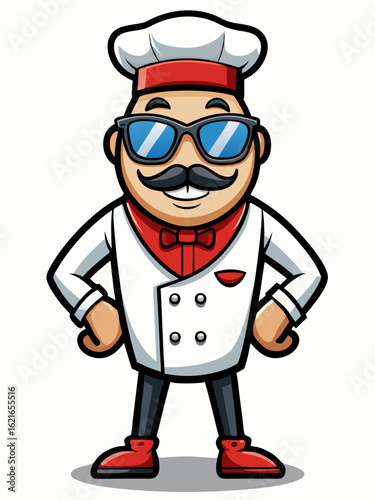colorful illustration of a waiters man mascot