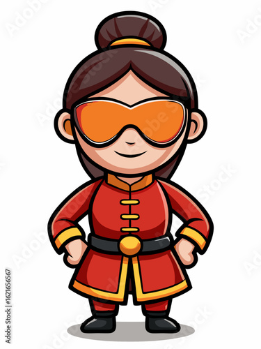 colorful illustration of a wushu woman mascot