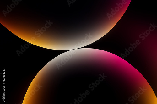 Gradient Abstract Curves in Orange, Pink and Black Design
