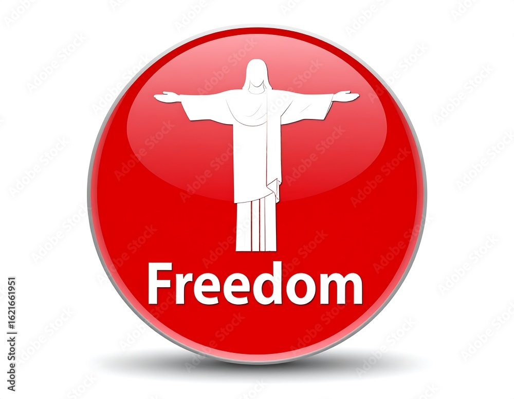 Fototapeta premium Red button with a figure and the word 