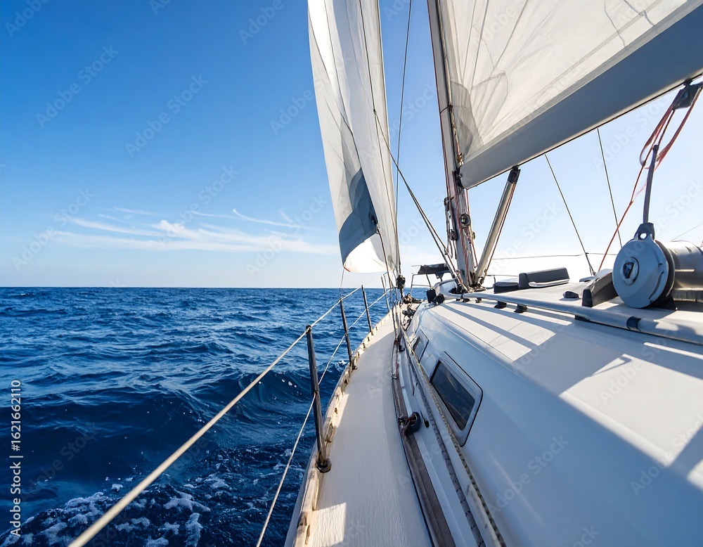 Sailing yacht on open ocean Sailing yacht on open ocean