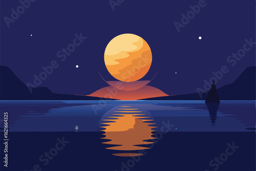 moon reflecting off sea in halloween night setting (1).eps
