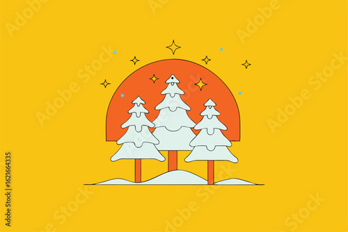 magical christmas night background with snowy fore.eps