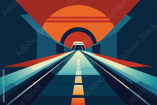 sci fi racing tunnel with motion blur  .eps