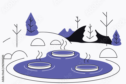 thermal hot springs in winter vector flat isolated (7).eps
