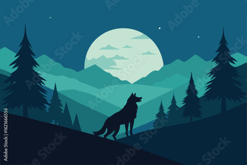 werewolf forest under full moon  .eps