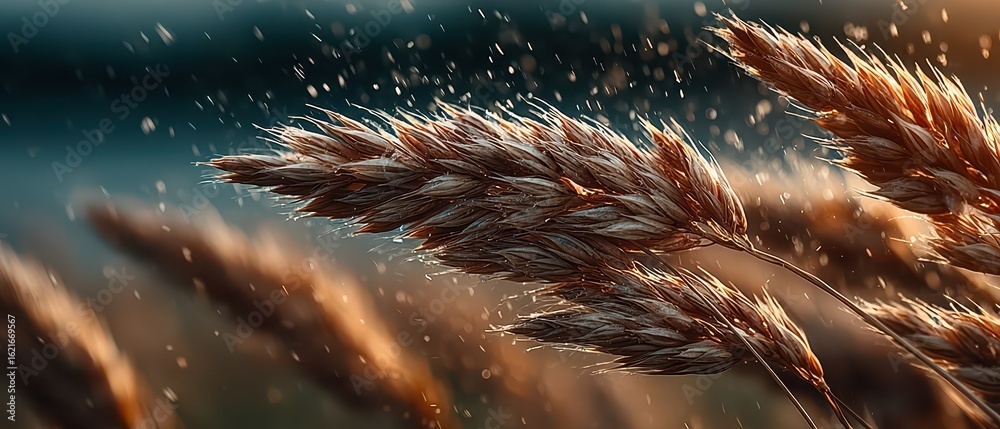Fototapeta premium Wildgrass swaying in the golden sunlight outdoors