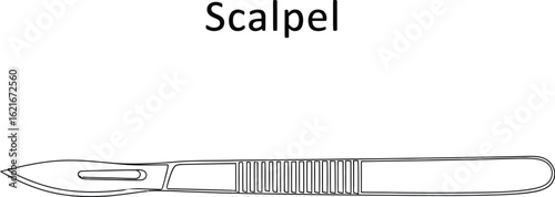 Line Drawing of a Sharp Scalpel for Surgery, Medical Procedures, and Anatomical Studies